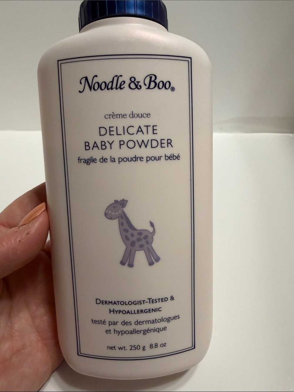 Noodle & Boo Delicate Baby Powder Bottle in White and Navy